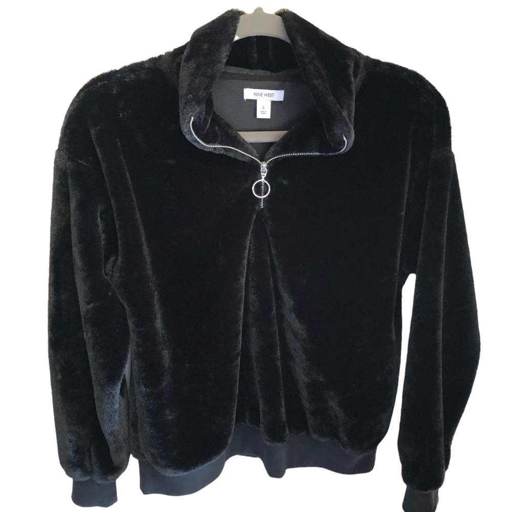 Nine West Faux Fur Pull-on Teddy Sweater. Soft and Cuddly. Black. Size Small